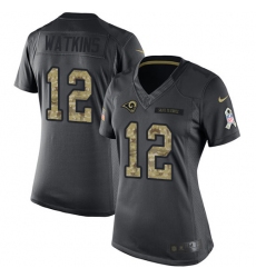 Women's Nike Los Angeles Rams #12 Sammy Watkins Limited Black 2016 Salute to Service NFL Jersey