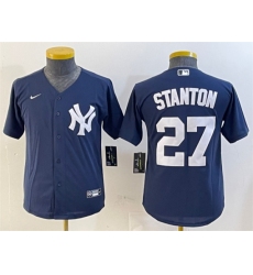 Women's New York Yankees #27 Giancarlo Stanton Navy Cool Base Stitched Baseball Jersey(Run Small)