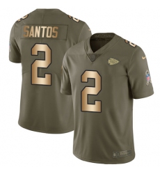 Youth Nike Kansas City Chiefs #2 Cairo Santos Limited Olive Gold 2017 Salute to Service NFL Jersey