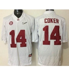Alabama Crimson Tide #14 Jake Coker White Limited Stitched NCAA Jersey