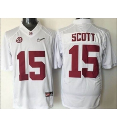 Alabama Crimson Tide #15 JK Scott White 2016 National Championship Stitched NCAA Jersey