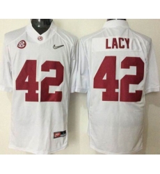 Alabama Crimson Tide #42 Eddie Lacy White SEC Patch Stitched NCAA Jersey