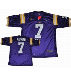 YOUTH NCAA LSU Tigers 7 Tyrann Mathieu Jersey purple