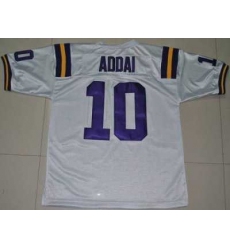 LSU Tigers #10 Joseph Addai White Embroidered NCAA Jersey