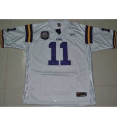 LSU Tigers #11 Spencer Ware White 2012 BCS Championship Patch Embroidered NCAA Jersey