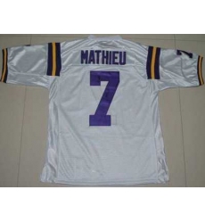 LSU Tigers #7 Tyrann Mathieu White Embroidered NCAA Jersey