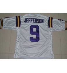 LSU Tigers #9 Jordan Jefferson White Embroidered NCAA Jersey