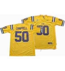 NCAA LSU Tigers 50 crappell yellow jerseys