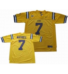 NCAA LSU Tigers 7 Tyrann Mathieu Jersey yellow