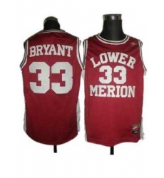 Merion #33 Kobe Bryant Red Basketball Embroidered NCAA Jersey