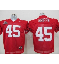 Buckeyes 45 Griffn Red Embroidered NCAA Jersey