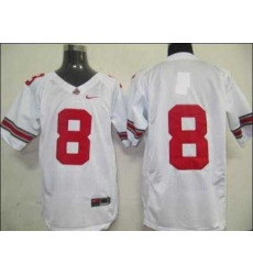 Buckeyes #8 White Embroidered NCAA Jersey