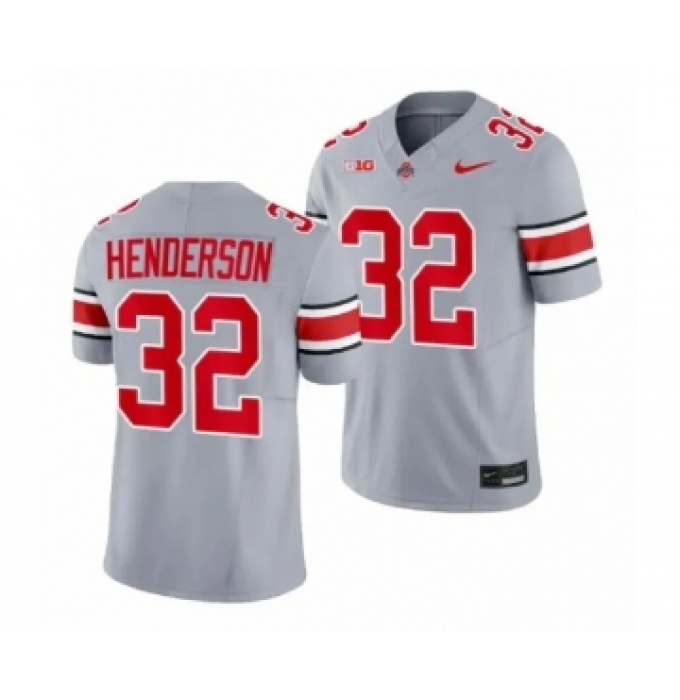 Men's Ohio State Buckeyes #32 TreVeyon Henderson Gray 2023 F.U.S.E. Limited Stitched Jersey