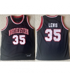 Men's Northeastern University #35 Reggie Lewis Black Stitched Basketball Jersey