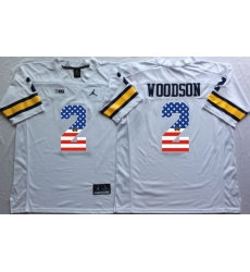 Michigan Wolverines #2 Charles Woodson White USA Flag College Jersey