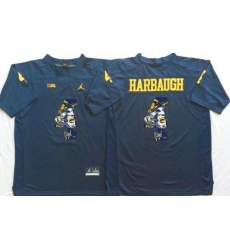 Michigan Wolverines #4 Jim Harbaugh Navy Blue Player Fashion Stitched NCAA Jersey