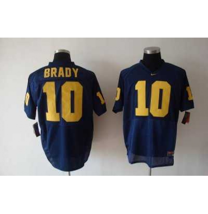 Wolverines Tom Brady #10 Blue Embroidered NCAA Jersey