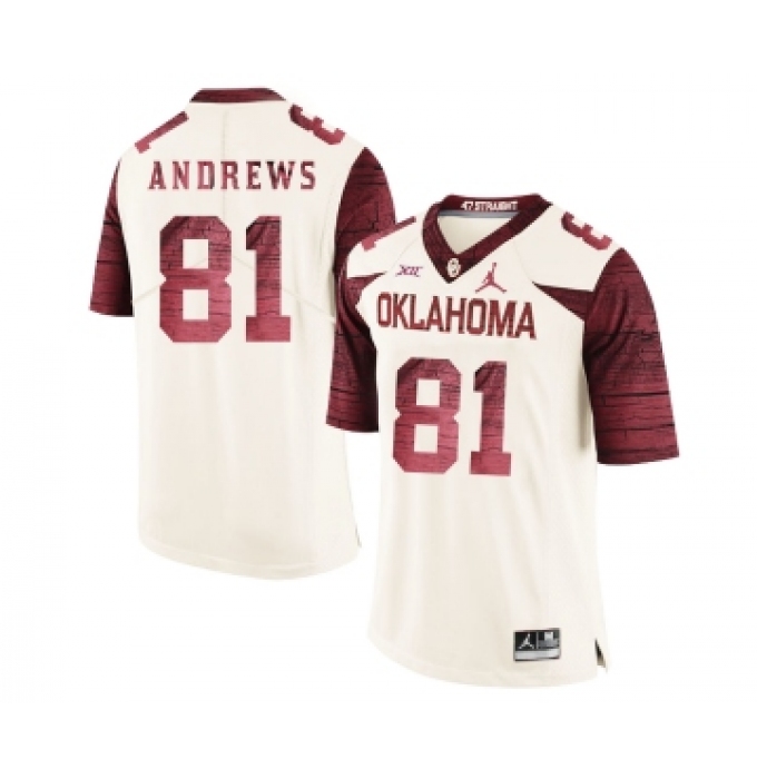 Oklahoma Sooners 81 Mark Andrews White 47 Game Winning Streak College Football Jersey