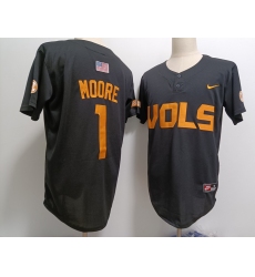 Men's Tennessee Volunteers #1 Christian Moore Grey With Patch Stitched Baseball Jersey