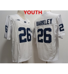 Youth Penn State Nittany Lions #26 Saquon Barkley White Stitched Jersey