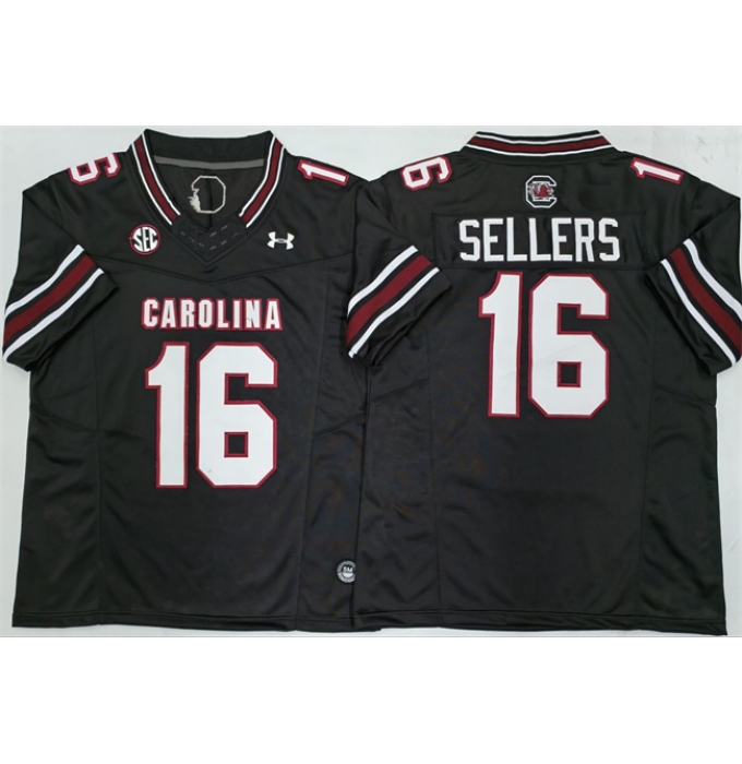 Men's South Carolina Fighting Gamecocks #16 LaNorris Sellers Black F.U.S.E. Stitched Jersey