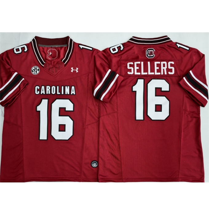 Men's South Carolina Fighting Gamecocks #16 LaNorris Sellers Red F.U.S.E. Stitched Jersey