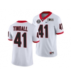 Men’s Georgia Bulldogs #41 Channing Tindall 2022 Patch White College Football Stitched Jersey