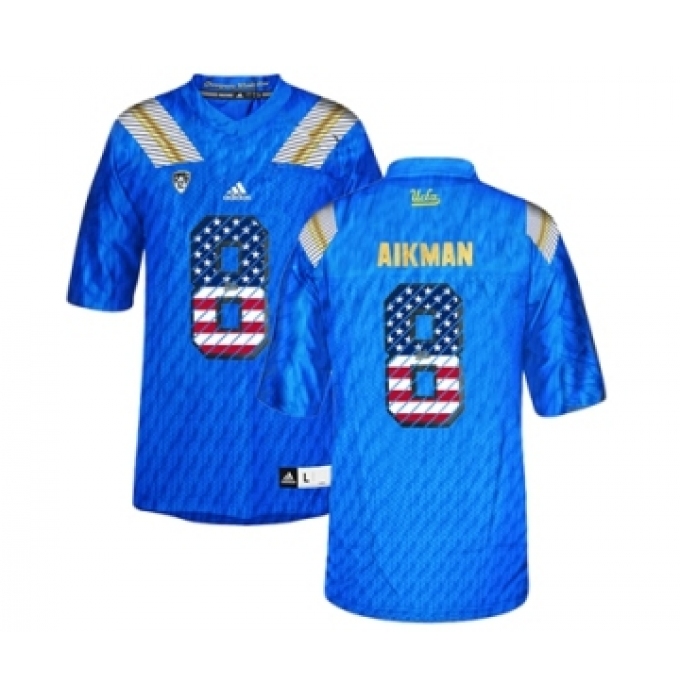 UCLA Bruins 8 Troy Aikman Blue USA Flag Blue College Football Authentic Jersey Blue