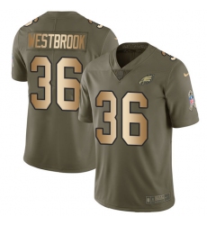 Youth Nike Philadelphia Eagles #36 Brian Westbrook Limited Olive Gold 2017 Salute to Service NFL Jersey