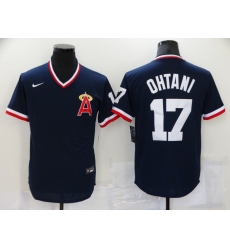 Men's Los Angeles Angels of Anaheim #17 Shohei Ohtani Navy Throwback Authentic Jersey