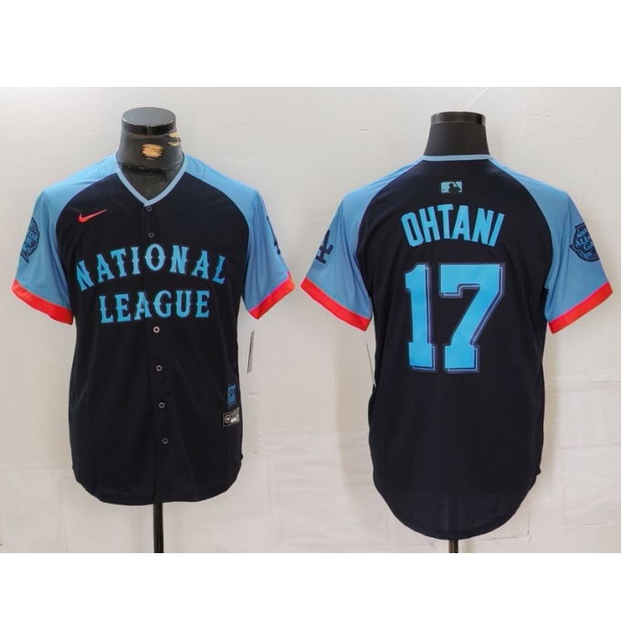 Men's National League #17 Shohei Ohtani Navy 2024 All-Star Limited Stitched Baseball Jersey