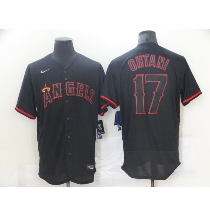 Men's Nike Los Angeles Angels of Anaheim #17 Shohei Ohtani Showtime Authentic Black Jersey