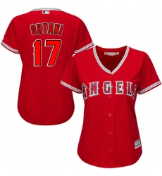 Women's Majestic Los Angeles Angels of Anaheim #17 Shohei Ohtani Replica Red Alternate MLB Jersey