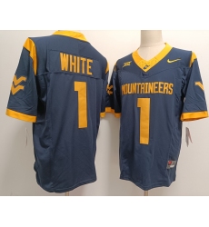 Men's West Virginia Mountaineers #1 Jahiem White Navy FUSE College Stitched Jersey