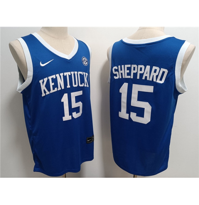 Men's Kentucky Wildcats #15 Reed Sheppard Blue Stitched Jersey