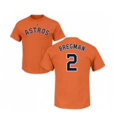 MLB Nike Houston Astros #2 Alex Bregman Orange Name & Number T-Shirt