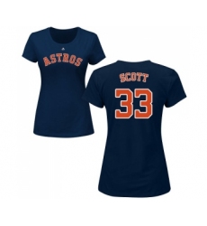 MLB Women's Nike Houston Astros #33 Mike Scott Navy Blue Name & Number T-Shirt