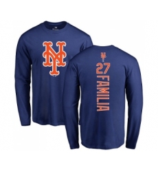 MLB Nike New York Mets #27 Jeurys Familia Royal Blue Backer Long Sleeve T-Shirt