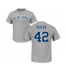 MLB Nike New York Yankees #42 Mariano Rivera Gray Name & Number T-Shirt