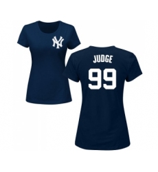 MLB Women's Nike New York Yankees #99 Aaron Judge Navy Blue Name & Number T-Shirt
