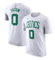 Men's Boston Celtics #0 Jayson Tatum White Name & Number T-Shirt