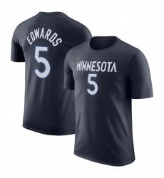 Men's Minnesota Timberwolves #5 Anthony Edwards Navy Name & Number Performance T-Shirt
