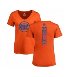 Basketball Women's New York Knicks #25 Reggie Bullock Orange One Color Backer Slim-Fit V-Neck T-Shirt