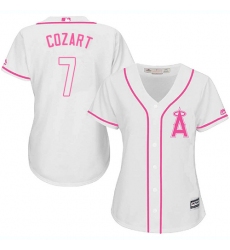 Women's Majestic Los Angeles Angels of Anaheim #7 Zack Cozart Replica White Fashion Cool Base MLB Jersey