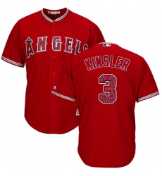 Men's Majestic Los Angeles Angels of Anaheim #3 Ian Kinsler Authentic Red Team Logo Fashion Cool Base MLB Jersey
