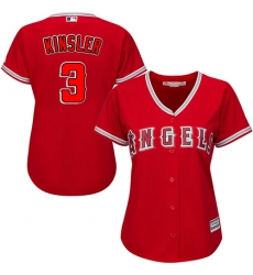 Women's Majestic Los Angeles Angels of Anaheim #3 Ian Kinsler Replica Red Alternate MLB Jersey
