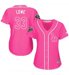 Women's Majestic Los Angeles Dodgers #33 Mark Lowe Authentic Pink Fashion Cool Base 2018 World Series MLB Jersey