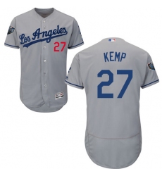 Men's Majestic Los Angeles Dodgers #27 Matt Kemp Grey Road Flex Base Authentic Collection 2018 World Series MLB Jersey