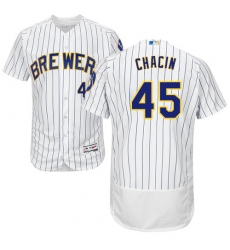 Men's Majestic Milwaukee Brewers #45 Jhoulys Chacin White Alternate Flex Base Authentic Collection MLB Jersey