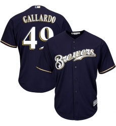 Men's Majestic Milwaukee Brewers #49 Yovani Gallardo Replica Navy Blue Alternate Cool Base MLB Jersey